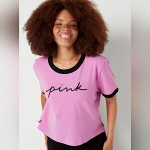 Victoria's Secret PINK Campus Crop Short Sleeve Ringer Tee